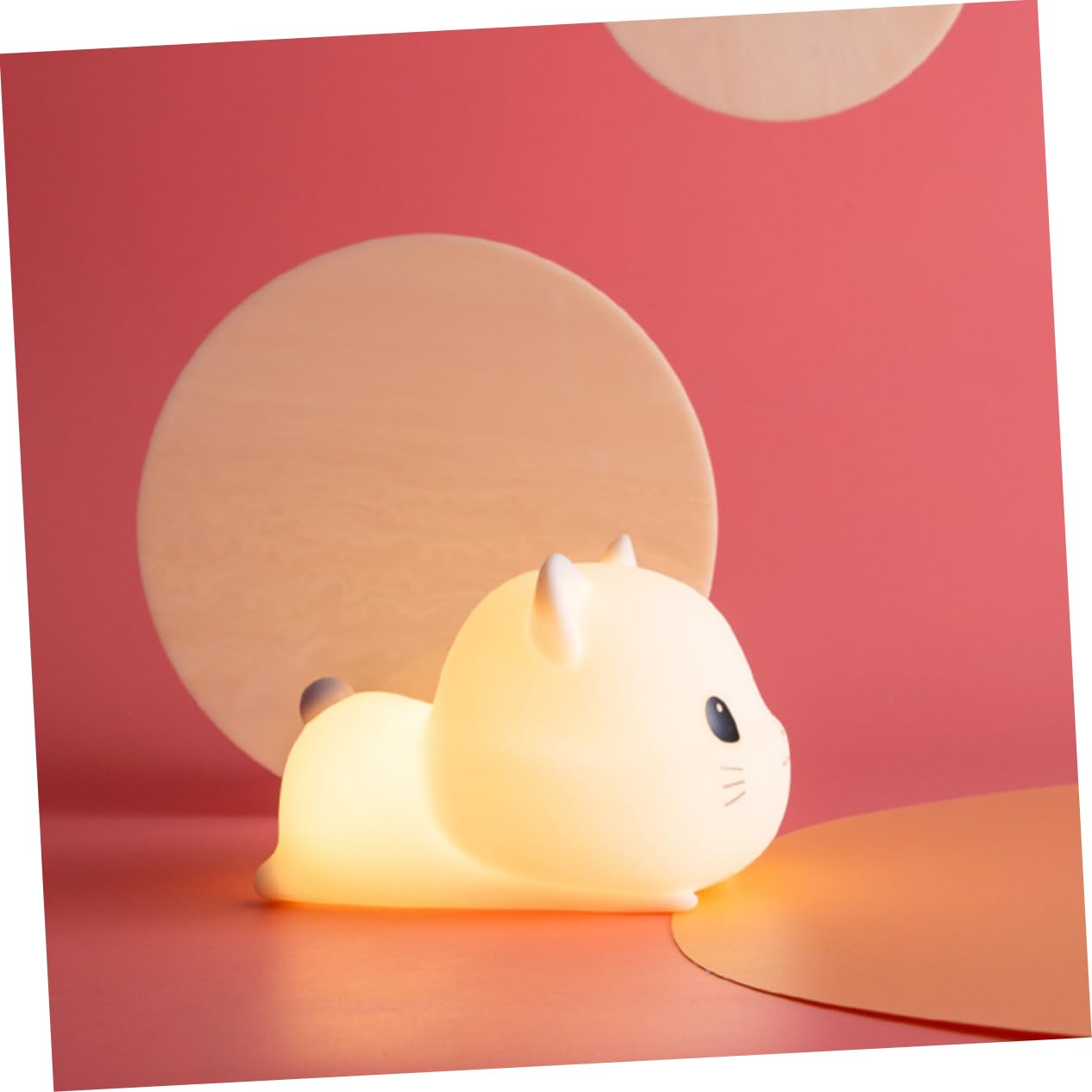 Gadpiparty 1pezzi Lampada Notturna Forma di Gatto Luce da Tavolo Morbida senza Luce Intensa Lampada da Notte USB Comoda per Dormire Decorativa per Interni