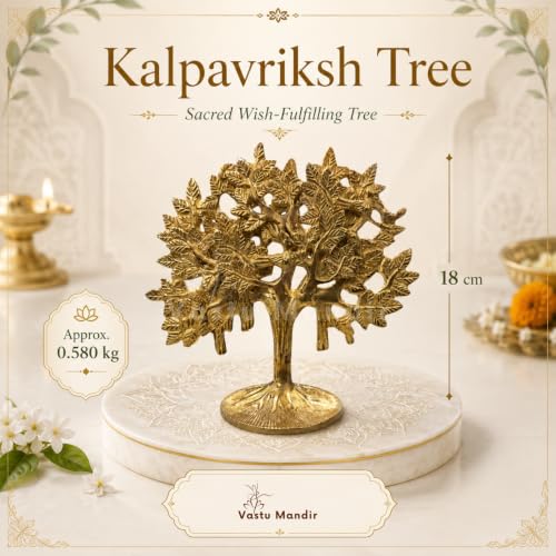 Image of Brass Kalpavriksha Tree, Vastu Remedy for Prosperity (18 cm, 580 g)