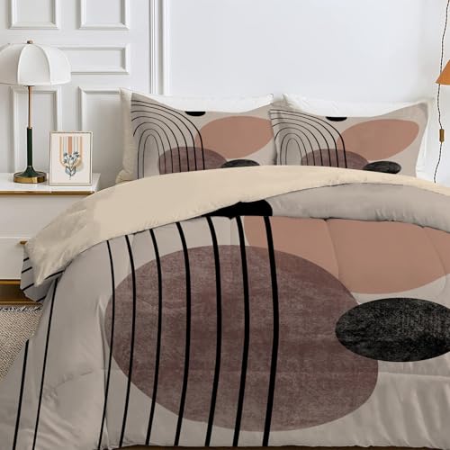 Qiwagu Couette 4 Saisons 240x260 cm Marron Orange, Couette Imprimée Bohême pour lit 2 Personnes, Couette Réversible sans Housse, Lavable en Machine, Couette...