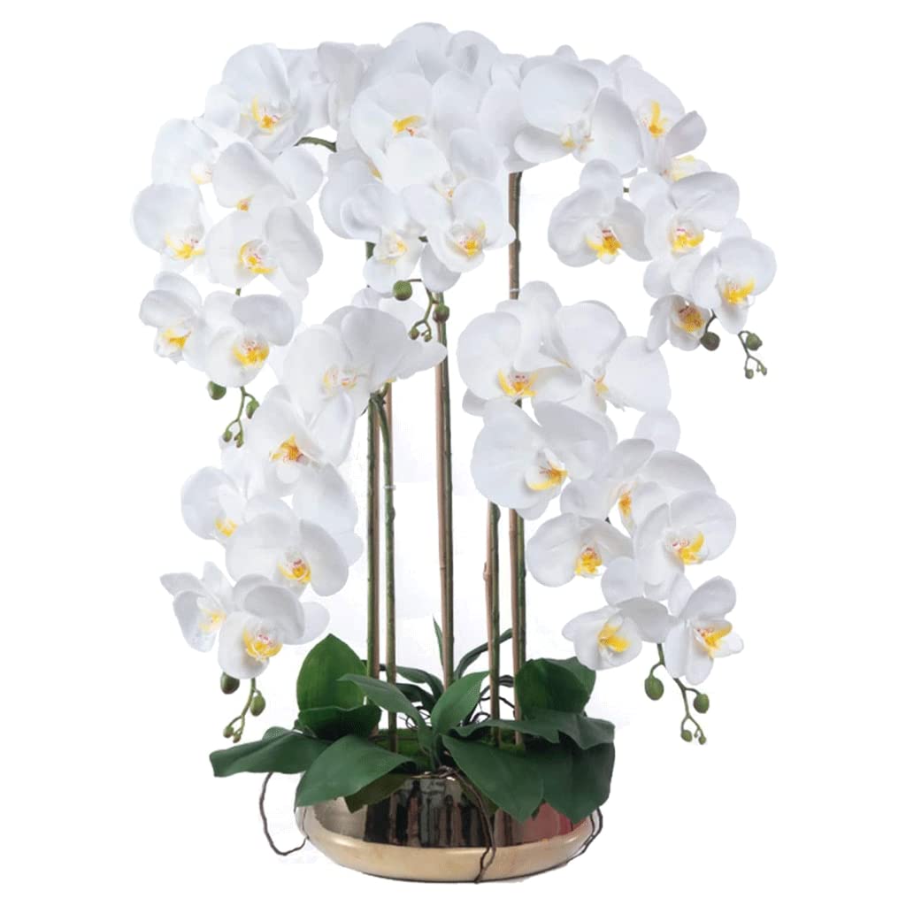 Orchidée artificielle 5 tiges haut de gamme en pot céramique style nature