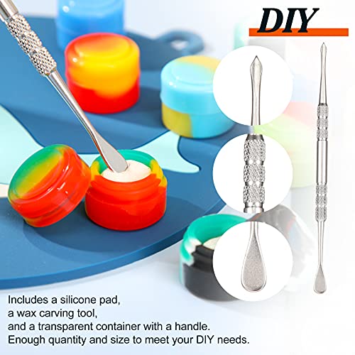 153 Pieces Silicone Wax Container Mini Round Wax Containers Non-Stick Storage Jars Oil Wax Concentrate Bottles With Wax Carving Tool Mat For Kitchen, 2 Ml, 3 Ml, 5 Ml #TOP4