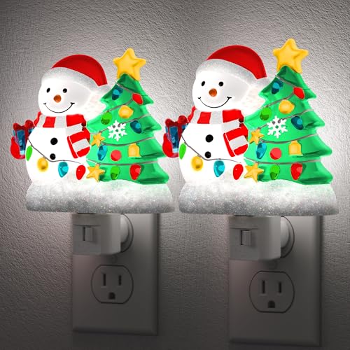 Briignite Snowman Christmas Tree Night light[2 Pack], 5000K Night Lights