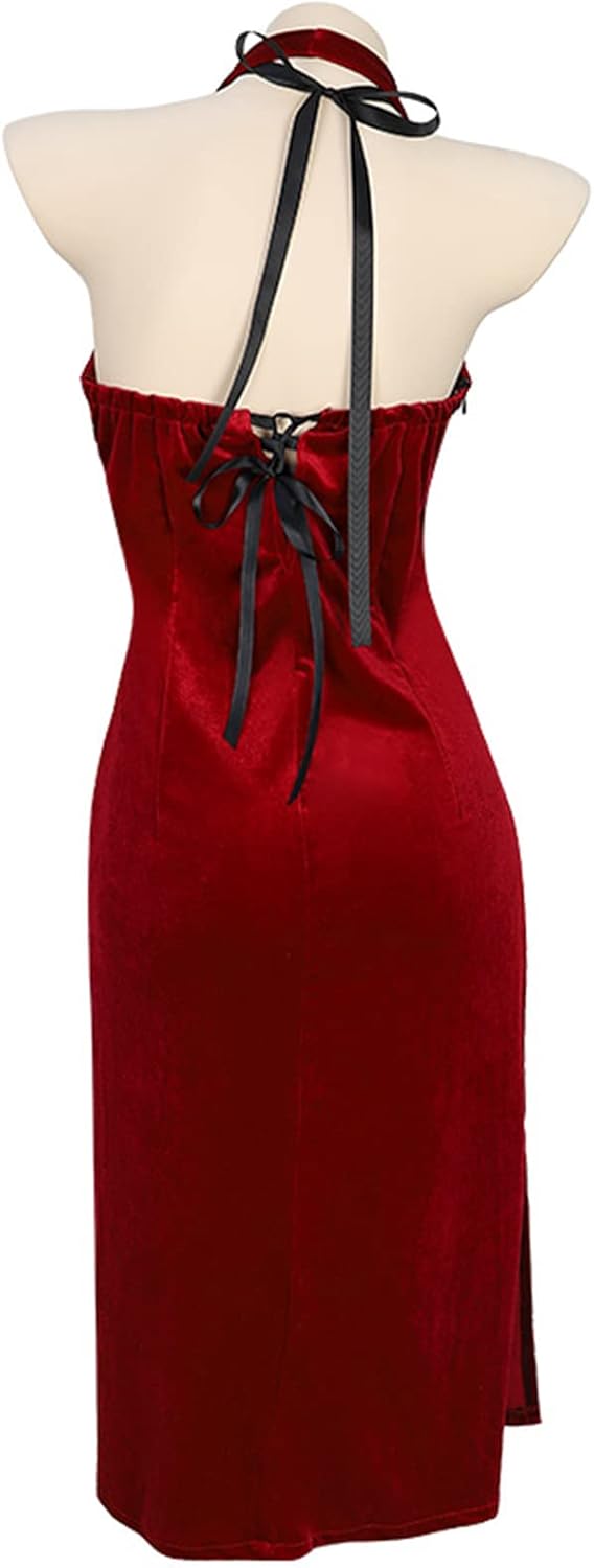 Miniatura 6 de Vestido Ada sexy bordado con cuello colgante para mujer, disfraz de Halloween