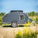 Off - Road Teardrop Trailer, Compact Lightweight Trailer with Heavy - Duty Frame, Adjustable Wheels, Waterproof, Roof Rack for Outdoor Adventures and Small Family Trips