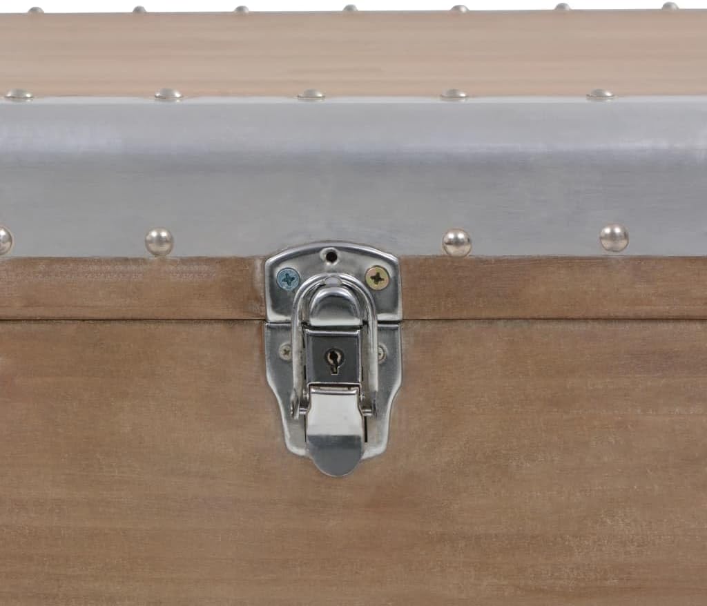 Brown Solid Fir Wood Storage Chest, Rectangular MDF Storage Box with Metal Handles, Vintage Blanket Trunk for Living Room, Bedroom