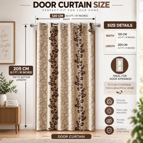 Image of FLORANCIA Polyester Eyelet Door Curtains 7 Feet Long (205 cm) Pack of 5