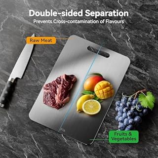 Tagliere in Acciaio Inox Alimentare, Rivestimento in Titanio, Antibatterico e Resistente, Ideale per Cucina Professionale e Domestica, Spianatoia in Acciaio (34x23 cm)