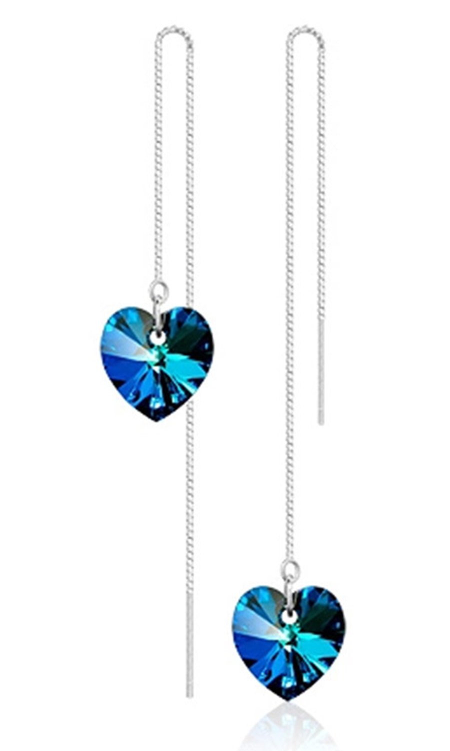 Blue Crystal Threader Drop Earrings Dangle Threader Earrings for Women Girls