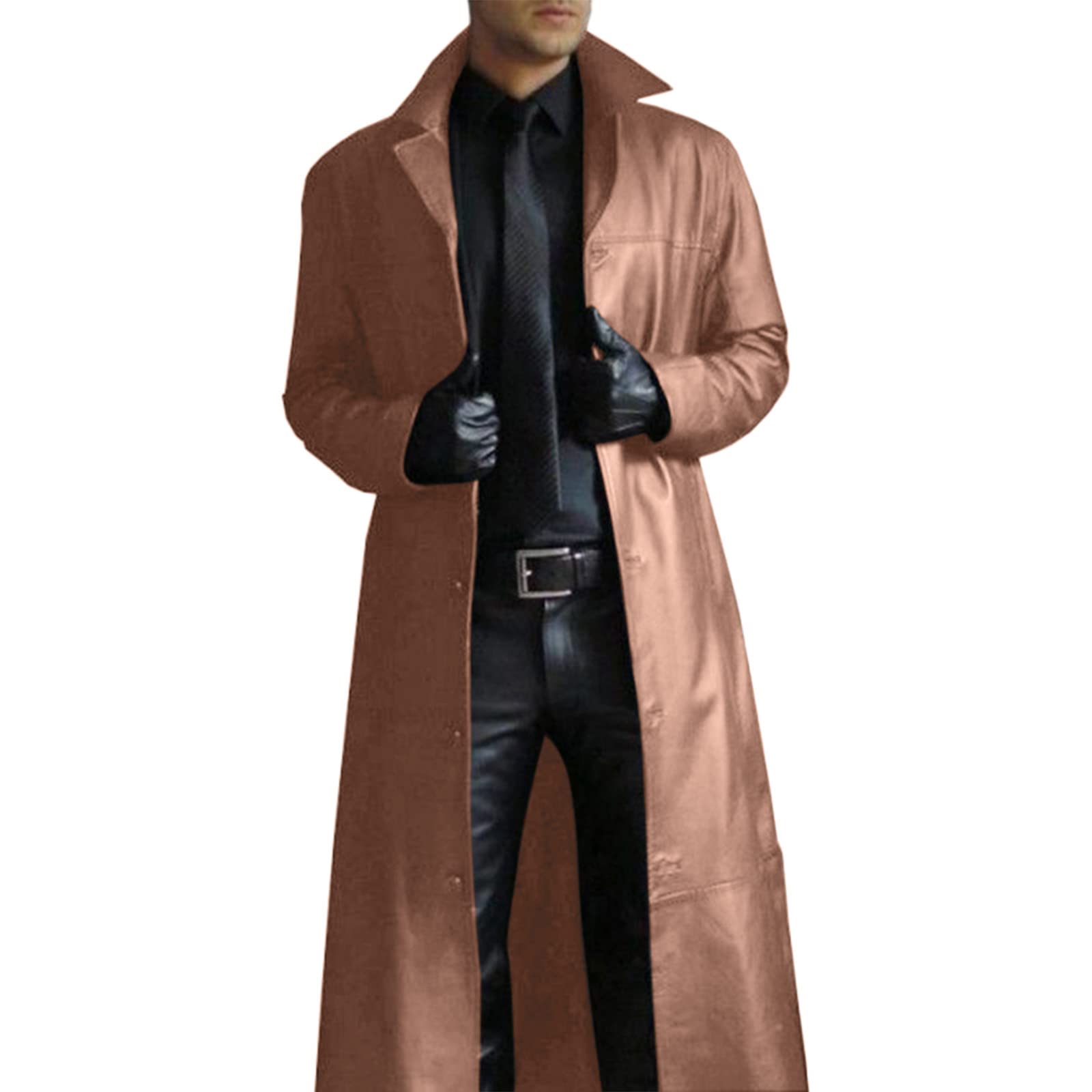 Generisch Herren Lange Strickjacke Mantel Knopf Einfarbige Jacke Windjacke Langarm Mantel Warme Lange Mode Mäntel