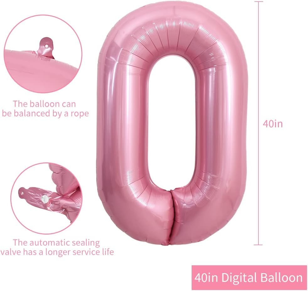 Image of TONIFUL 40 Inch Large Light Pink Number 30 Balloons Giant Digital 30 Helium Balloons, Pink Foil Mylar Big Number Balloons for 30th Birthday Party 30th niversary Supplies Decorations