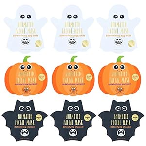 Spa-Life-Animated-Halloween-Sheet-Mask-Pumpkin-Ghost-Bat-Bundle SpaLife Facial Mask Sheet Bundle - Pumpkin, Ghost, Bat - Halloween Character Mask Bundle - Face Masks for Skin Care - Moisturizing Sheet Face Masks - Skincare Pack for Women - Spa Beauty Masks
