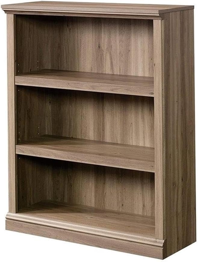 BOWERY HILL Rectangular 3-Shelf Wood Bookcase, Salt Oak Finish, 43.78" H x 35.28" W x 13.31" D, Adjustable Shelves, Transitional Style for Living Room, Bedroom, Home Office Storage and Display
