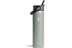 Hydro Flask 22 oz Wide Mouth Insulated Water Bottle with Leakproof Closeable Straw Lid