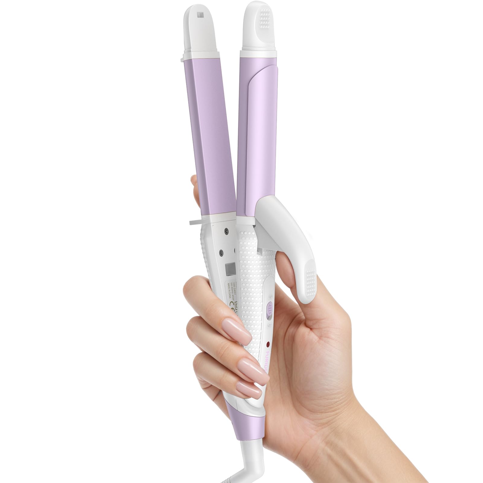 Europe Travel Curling Iron Mini: Dual Voltage Curling Iron for Traveling - Mini Travel Curling Irons 1 Inch with US Plug,Purple 390℉ for Fine/Damaged
