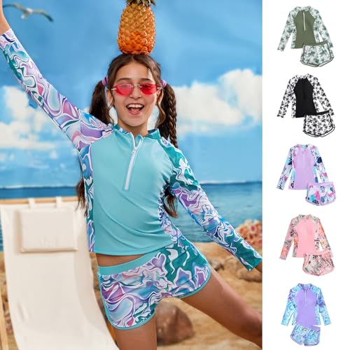 Bañador de dos piezas manga larga para niñas y adolescentes para surf 2