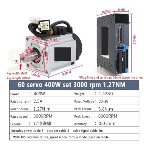 Kit servo moteur AC 400W de qualité industrielle avec encodeur haute résolution