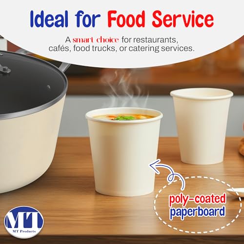 MT Products Paper Soup Cups 16oz. - Bowls for Hot and Cold Food - Pack of 20 (Cups and Lids)