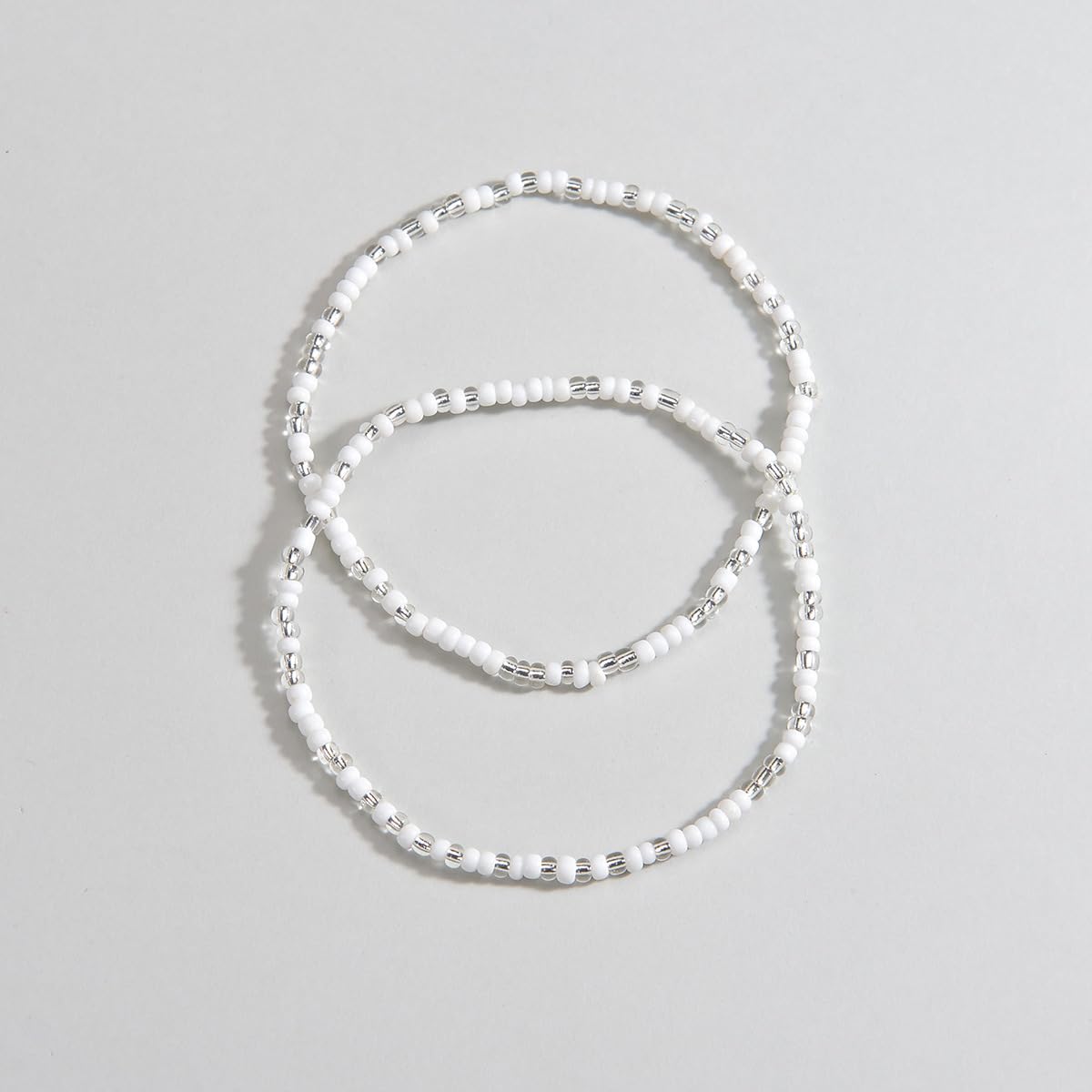 Bracciale per Perle Bianche da 4/8PAIR, Bracciale di Perline Colorate Fatte a Mano, Caviglia Boho, Gioielli con Filo Elastico per Abbigliamento da Spiaggia, Accessori Estivi