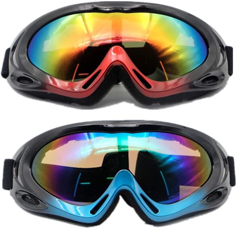 Azonee 2 PCS Motorcycle Goggles - Dirt Bike ATV Motocross Anti-UV Adjustable Riding Offroad Protective Combat Tactical Military Goggles for Men Women Kids Youth Adult