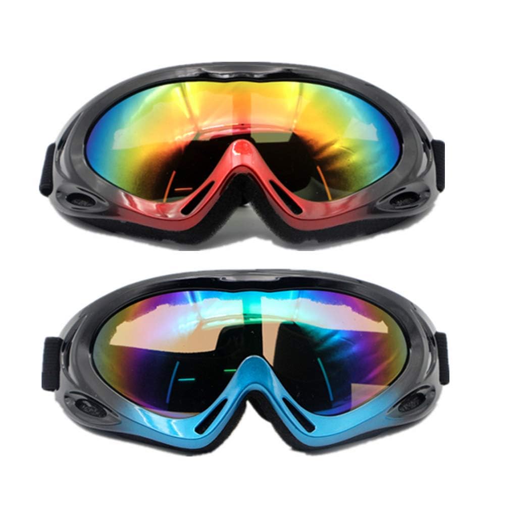 2 PCS Motorcycle Goggles - Dirt Bike ATV Motocross Anti-UV Adjustable Riding Offroad Protective Combat Tactical Military Goggles for Men Women Kids Youth Adult