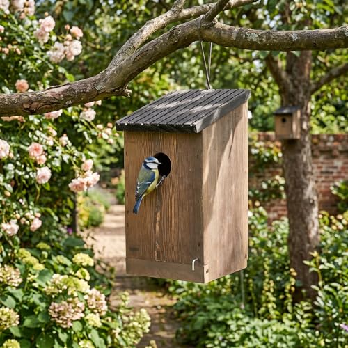 Yosoo Health Gear Wooden Bird House Artigianale a Mano Paulownia Birdhouse in Legno per Pappagalli per Nidificare il Riparo Sicuro con Facile Uscita in Entrata Ideale per la Decorazione del Giardino
