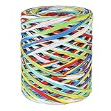 G2PLUS Colored 262 Feet Raffia Paper Ribbon, 6 Colored Packing Paper String, Red Green Blue Raffia Ribbon for...