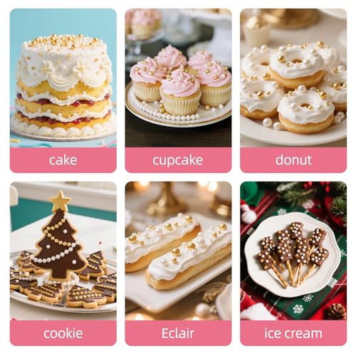 Image of Edible Pearl Sprinkles,130g,White Gold Candy Mixing Size,Baking Pearls Sprinkle Edible Cake Decorations Cupcake Toppers,Cookie Decorating Celebrations Wedding Birthday Party Supplies