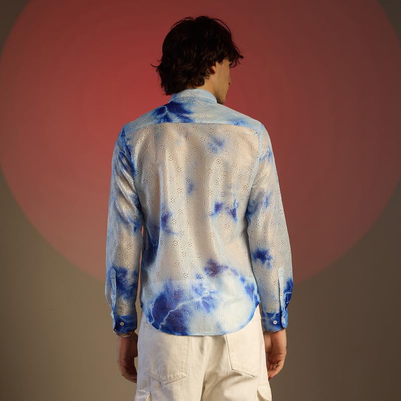 Image of CAHOOT Men's Foliage Strokes Shirt for Casual Wear | Spread Collar | Long Sleeve | Button Closure | Shirt Crafted with Comfort Fit for Everyday Wear