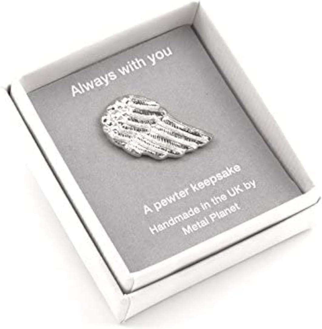 Metal Planet Angel Wing Miniature Keepsake Token presented in a Gift Box with 'Always with You' Printed Message