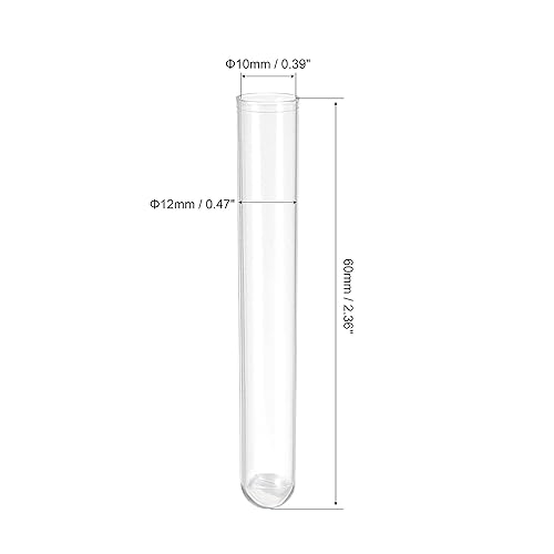 Miniatura 7 de uxcell 50 tubos de ensayo de plástico PS con tapones de corcho, base redonda, 0.472 x 3.937in, contenedor de almacenamiento para experimentos