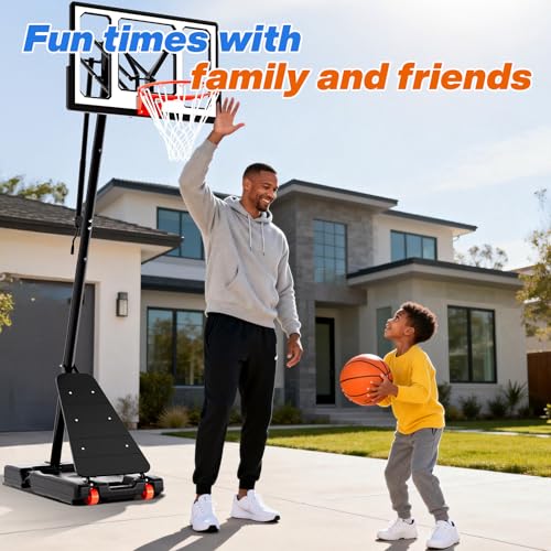 Image of AWII SPORT Basketball Hoop Outdoor 40&44&48 Inch Impact Backboard, 5.3-10FT Height Adjustable Basketball Hoop Goal System with Portable Wheels for Adults