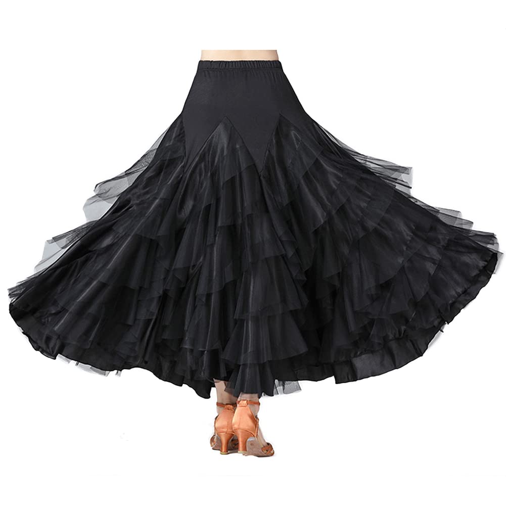 Falda Plisada de Baile Latino Flamenco para Mujer Falda Irregular de Ballet Danza Clásica Tango Falda Tul Falda Larga Gasa