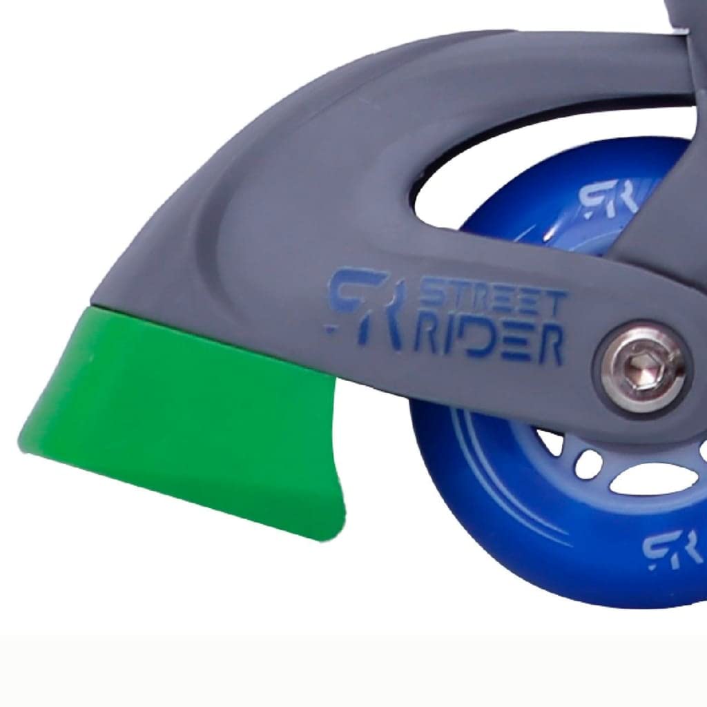Kids Globe Street Rider 720512 Rollers en Ligne Vert/Bleu, réglables de la Taille 31-34, ABEC7 Cadre en Aluminium