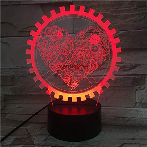 Nachtlicht Hauptdekoration Acryl 3D zur Kontrolle der Liebe des Zahnrads Acryl