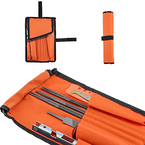 Hipa 12 Pack Chainsaw File, Chainsaw Sharpener Kit, 5/32", 3/16", 7/32", 1/8", 11/64", 13/64" Round Chainsaw File, 6 Inch Flat File,Depth Gauge,Quick Check Gauge #TOP1