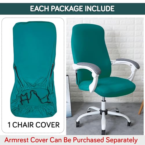 Image of HOKIPO 'SereneSolids' 140 GSM Office Chair Cover for Desk Chair (Mid-Back) - Stretchable Fabric, Washable, Durable & Anti-Slip - Fits Mid-Back Office Chairs, Teal (AR-5221-TEAL-M)
