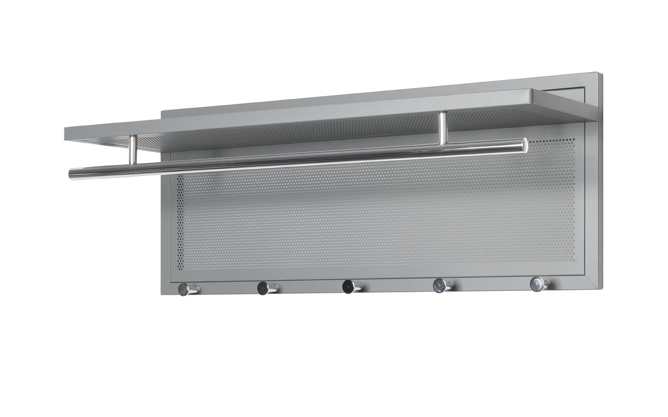 HAKU Wandgarderobe, Chrom, grau, Metall - Maße: B 75 x H 30 x T 26 cm, Style: Modern
