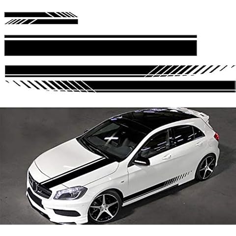 YlRNhe 5 pcs Universal Car Racing Stripe Stickers Body Side Roof Hood Decal Rearview Mirror Sticker Vinyl Bumper Stripe Decal Vinyl Modified Stripe Decal Decoration for Car Cover