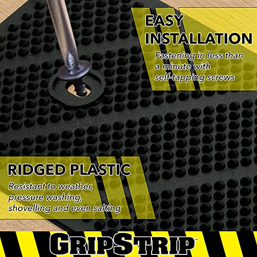 GripStrip Stair Treads for Wooden Steps, Non Slip Stair Grips for Outdoor or Indoor Use, Screw Down | Weather Resistant | Anti Slip Step Treads for Safety - Black, 2 Pack, 15"x3.25" - Thumbnail 2