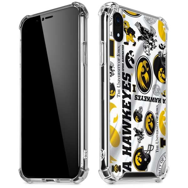 Skinit Clear Phone Case Compatible with iPhone XR - Officially Licensed University of Iowa Hawkeyes Pattern Design