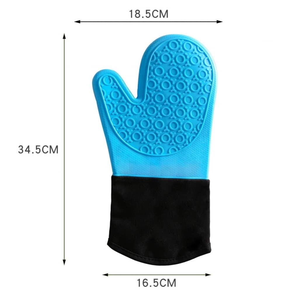 YXSH Manopla De Silicona Antideslizante para Horno, Guantes De Cocina Impermeables Y Resistentes Al Calor Guantes Largos De Algodón para Horno De Barbacoa para Barbacoa Cocina Y Horneado