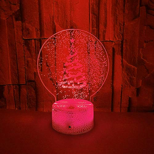 Preisvergleich Produktbild Led Optische Illusionslampe Deko Schreibtisch Tischlampe 3D Nachtlicht Mit Fernbedienung Und 7 Farb Touch Und Dimmbaren Funktionen Usb Betrieben Für Schlafzimmerdekoration Weihnachtsbaum