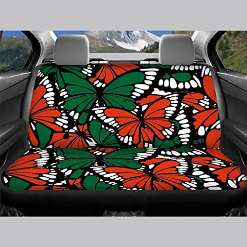 Image of Universal Auto Car Seat Cover Full Set Red Butterfly Print Stylish Durable Easy Install Car Seat Protector for Women Breathable Comfortable Front Back Seat Cover Universal Fit Most Cars Trucks