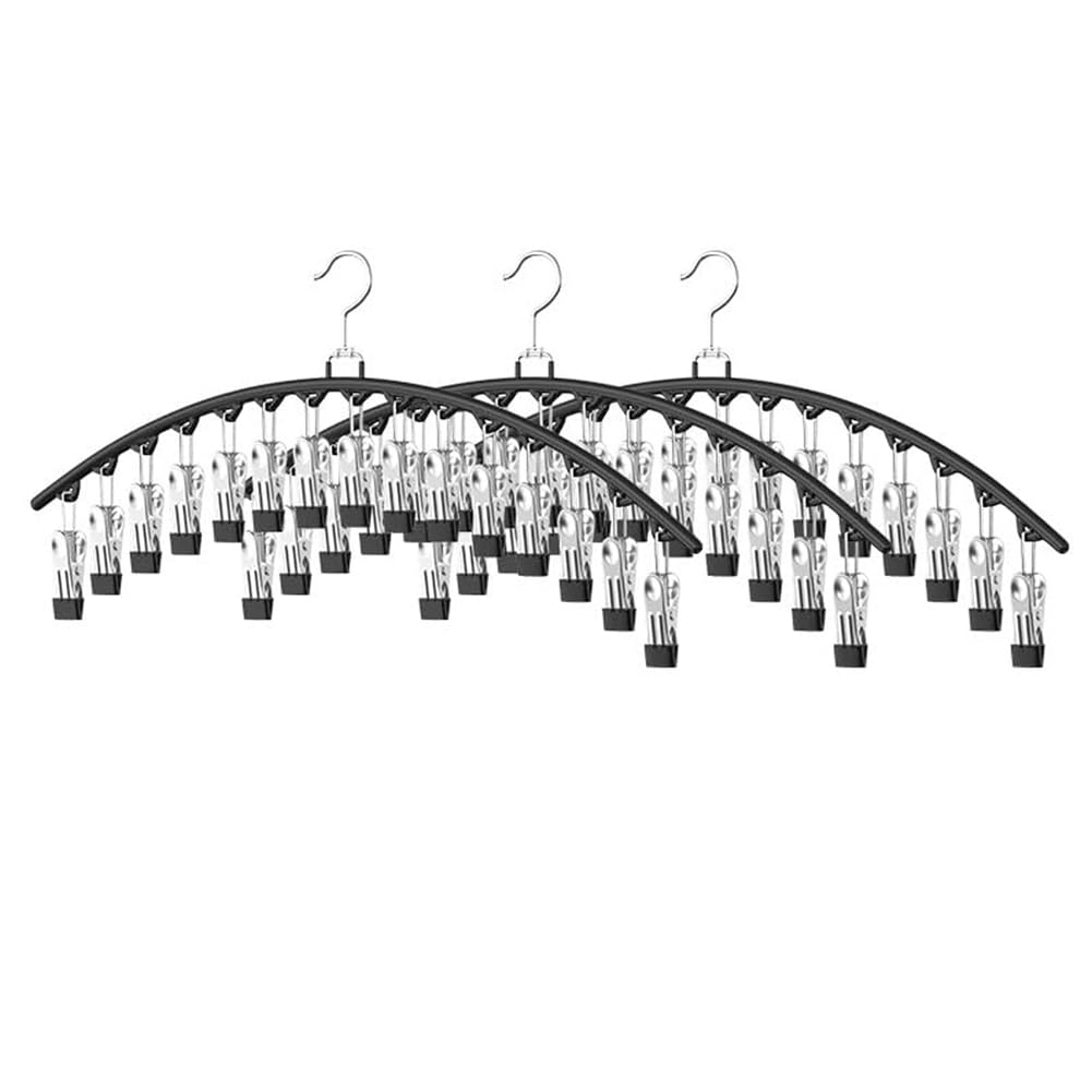 CTRLZS 3 Pack Legging Organizer for Closet Hanging, Pants Hangers with 15 Clips Holds Pants Hangers Space Saving Clothes Racks