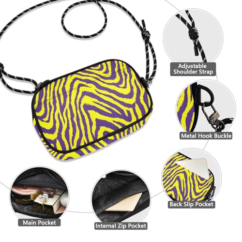 senya Cell Phone Purses Small Crossbody Bags Handbag Wallet for Women Mini Shoulder Bag Yellow Purple Zebra Pattern4