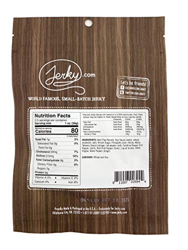 Jerky.com's Carolina Reaper Beef Jerky, Hottest Jerky In The World, 12G Of Protein, All-Natural Keto Diet Snack, No Added Preservatives, 2.5 Oz. Bag #TOP2