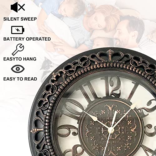 Andstar 20 Inch Wall Clock Retro Farmhouse Easy To Read Wall Clocks Art Distressed Old-Fashioned Silent Wall Clock Large Retro Rustic Country Decorative For Kitchen Living Room Bedroom(Antique Black) #TOP2