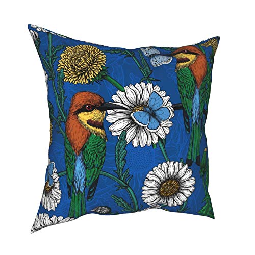 クッションカバー 鳥 蝶 花 ソファ背当て 北欧 和室 ベッド シンプル 座布団カバー 装飾枕カバー 正方形 抱き枕カバー 手触り良く 滑らか おしゃれ 部屋飾り 雑貨 生活 家庭用 オフィス 椅子 車内 装飾 プレゼント 45×45cm