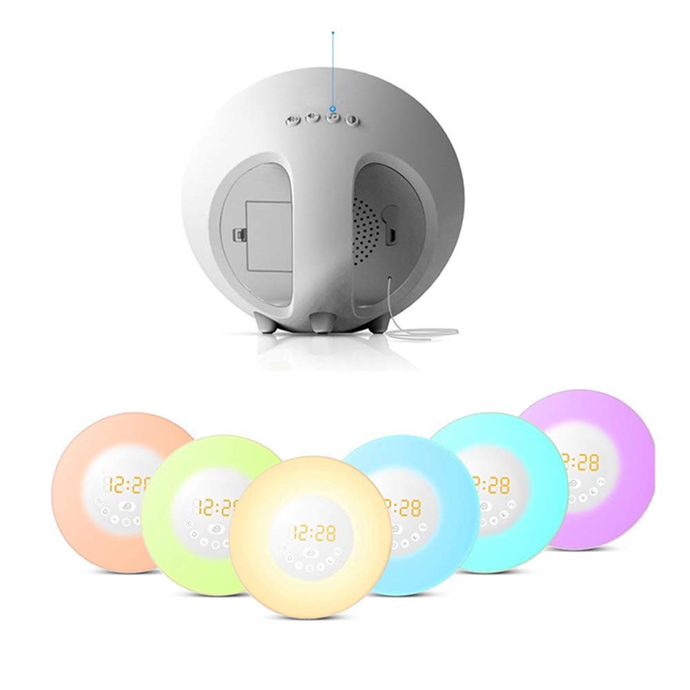 Sunrise budzik z lampką Wake Up Light, 7 dźwięków natury, cyfrowy zegar sterowany dotykiem, budzik emituje słabe światło, aby pomóc w zasypianiu