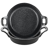 LDHHYH 2 Pack Mini Cast Iron Skillet, 7 x 7 x 1.7 Inch Small Cast Iron Frying Pan with Handle, Pre-Seasoned Cast Iron Skillet Set, Black Casserole Dish for Kitchen, Indoor, Outdoor, Picnic